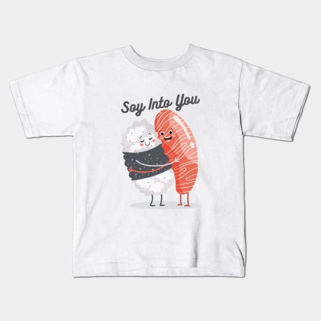 Soy Into You - Cute Sushi Hug Kids T-Shirt by Cyrensea